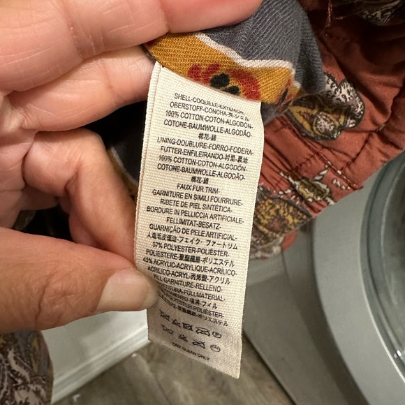 Free People Brooke Jacket Faux Fur Collar Boho Print Quilted - Picture 7 of 11